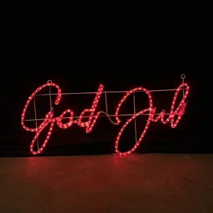 „Bože Jul“ LED znaménko - červená v 97x47 cm 5% autoflash - White Flash