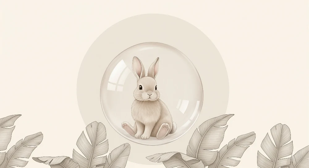Papel de parede quarto bebê | Jemný králík v bublině